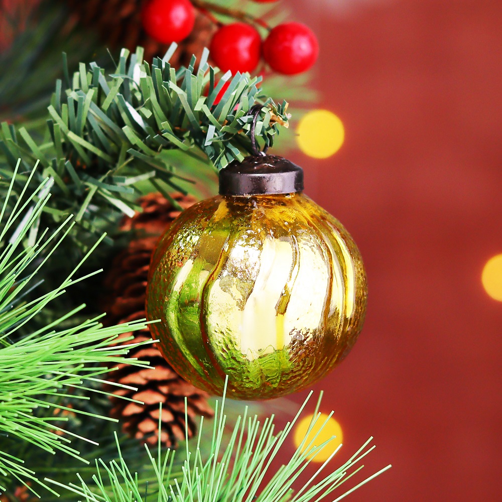 12 Pieces Modern Golden Coloured Christmas Ornaments