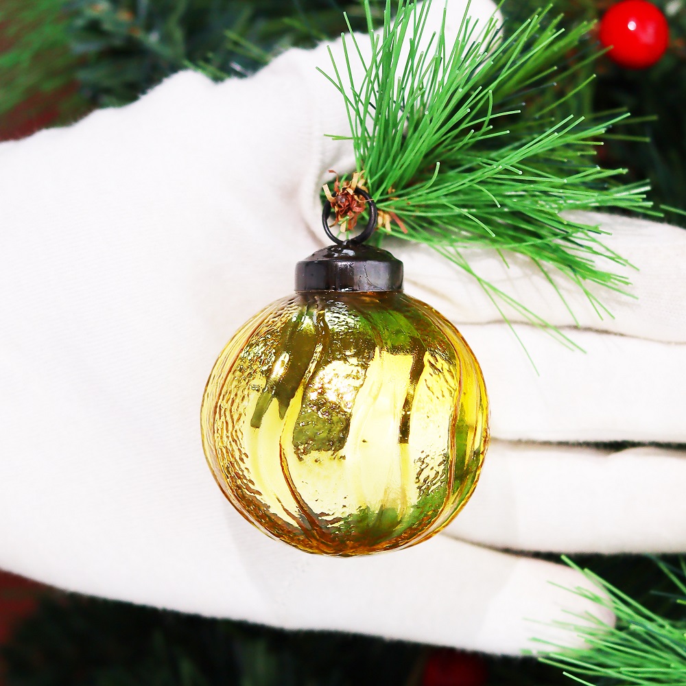 12 Pieces Modern Golden Coloured Christmas Ornaments
