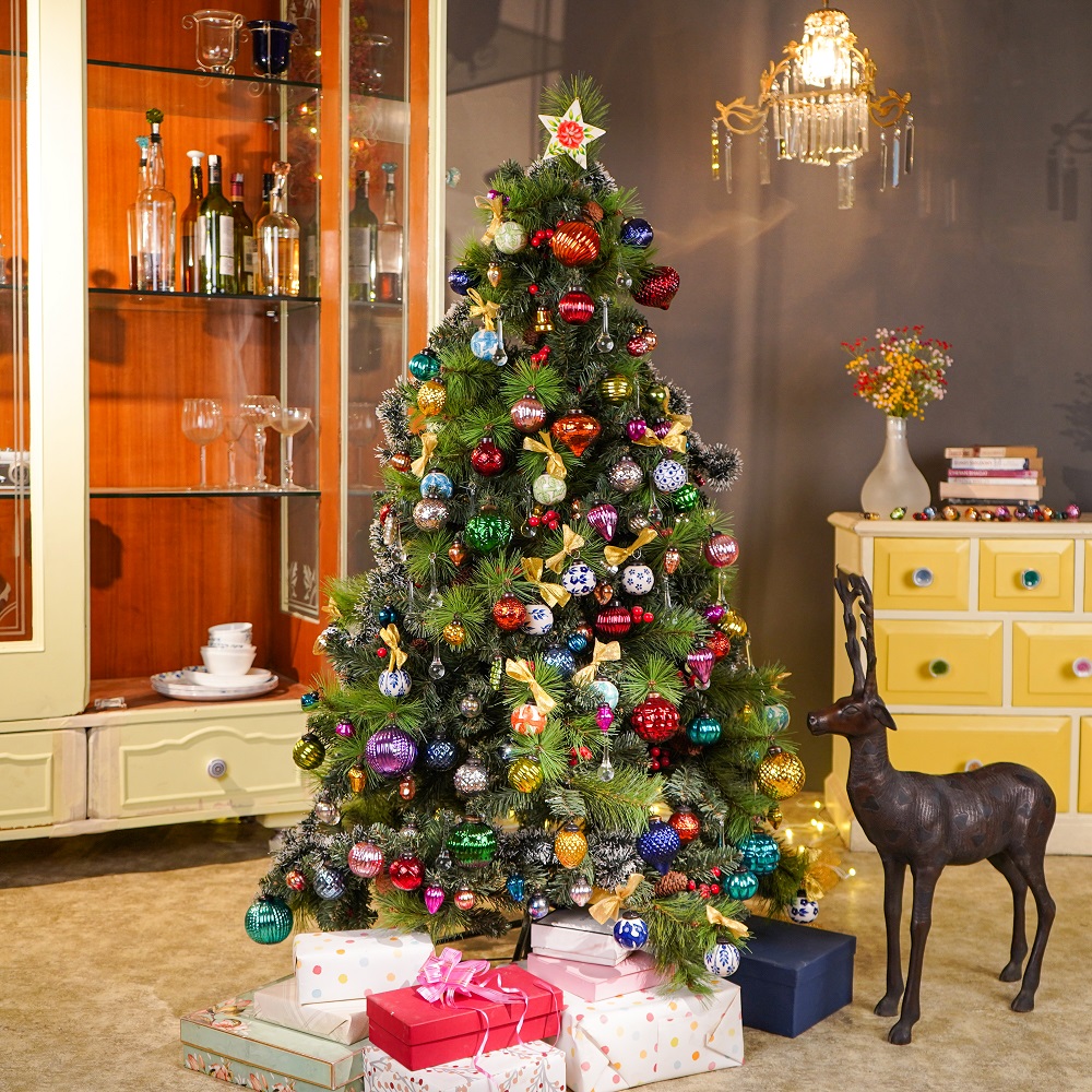 12 Pieces Modern Golden Coloured Christmas Ornaments