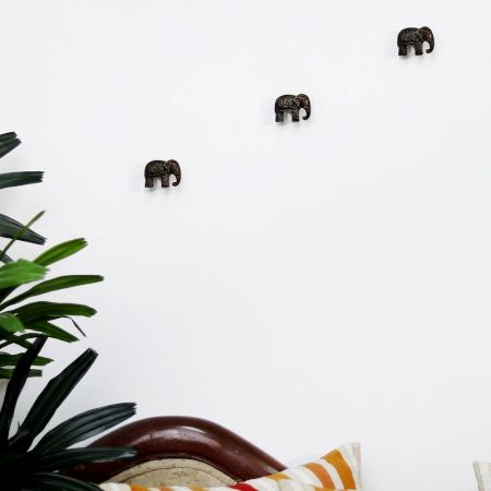 Decorative Antique Elephant Wall Hooks Pack of 3