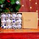 Round Blue and White Balls Ceramic Christmas Ornaments-Pack of 12