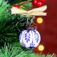 Round Blue and White Balls Ceramic Christmas Ornaments-Pack of 12