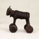 Handmade Brass Statue of Bull on Wheels from Central India