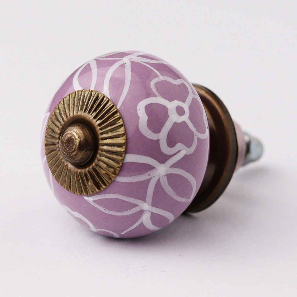 Light Purple floral Leafy Knob
