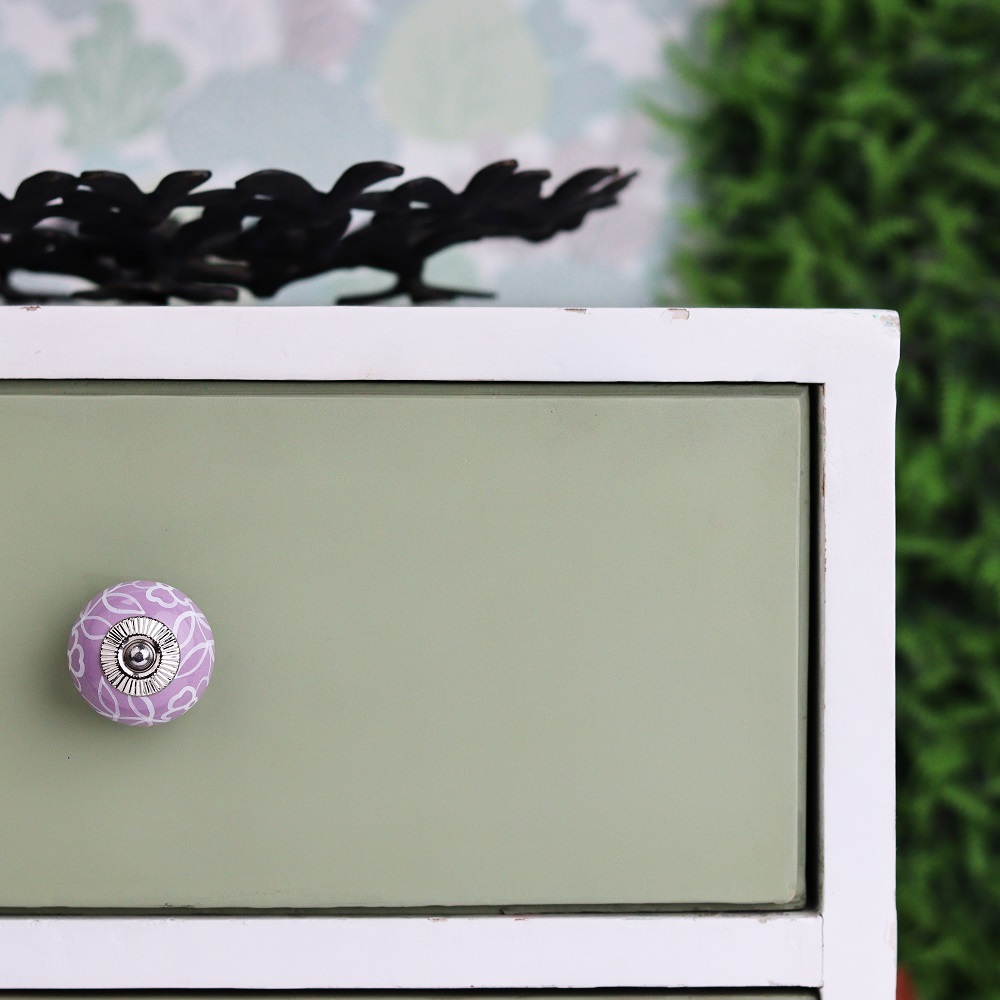 Light Purple floral Leafy Knob