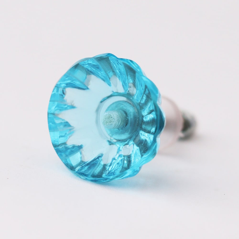 Royal Blue Paneled Sides Glass Cabinet Knob