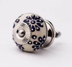 Navy Blue Flower Drawer Knob