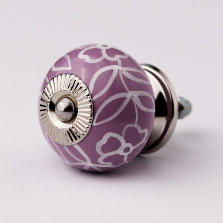 Light Purple floral Leafy Knob