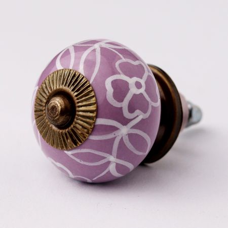 Light Purple floral Leafy Knob