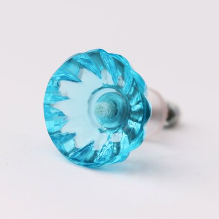 Royal Blue Paneled Sides Glass Cabinet Knob