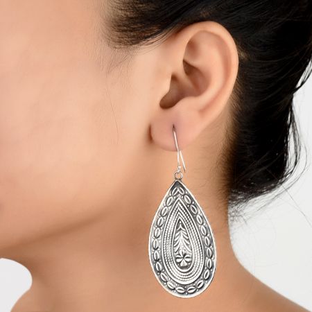 92.5 Sterling Silver TribalÂ Dangle Statement Earrings