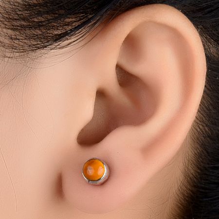 92.5 Sterling Silver Earrings Studs Agate Adorned Studs