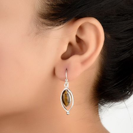 Tigers Eye 92.5 Sterling Silver Earrings