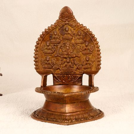 Handmade Brass Gajalakshmi Oil Lamp for Hindu Rituals