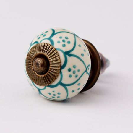 Sea Green Poinsettia Flower Ceramic Knob
