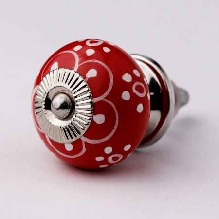 Red Floral Ceramic Knob