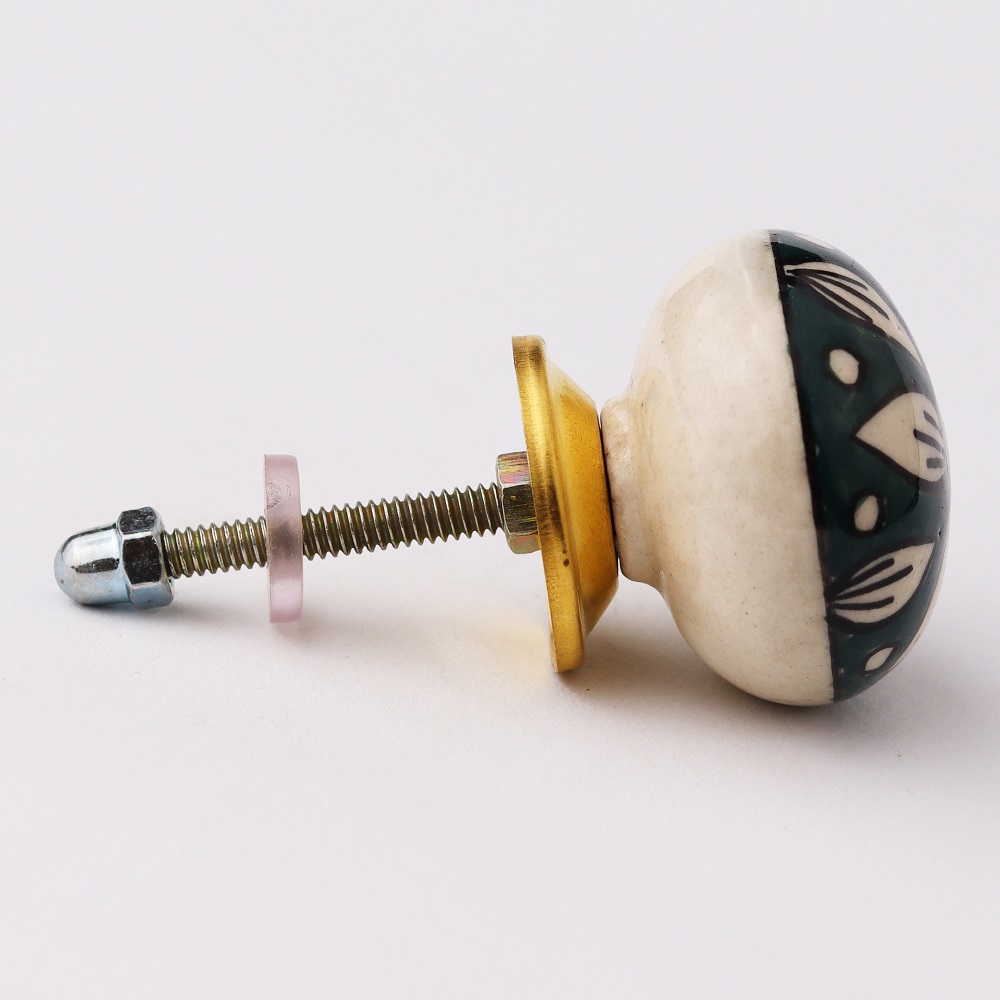 Forest Green Floral Knob