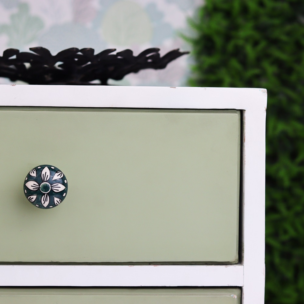 Forest Green Floral Knob
