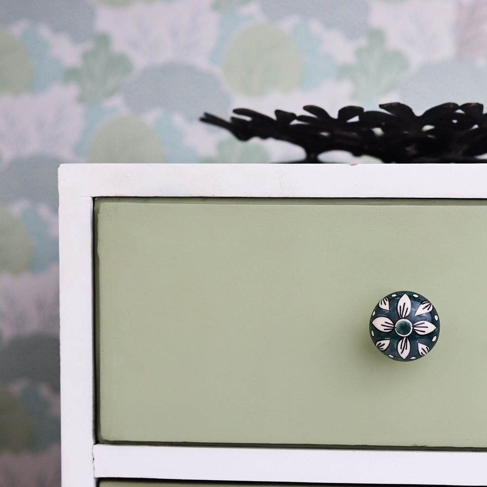 Forest Green Floral Knob
