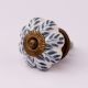 White Base Grey Leaf Ceramic Floral Melon Drawer Knob