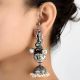 92.5 Sterling Silver Earrings Traditional Indian Oxidized Jhumkies  White Pearls Earrings