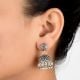 925 Sterling Silver Earrings  Shaped Jhumkies With Floral Motif Stud