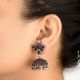 925 Sterling Earrings Pink Stones Jhumkies