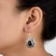 92.5 Sterling Silver Drop Dangle Earrings With Black Stone
