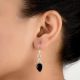 92.5 Sterling Silver Earrings Onyx Teardrop Drop Ethnic Earrings
