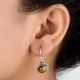 92.5 Sterling Silver Earrrings Round Tiger Eye Hanging Earrings