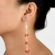 92.5 Sterling Silver Earrings Tiny Faceted Carnelian Beads Long Hangings