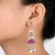 92.5  Sterling Silver Earrings Pink Tourmaline Long Dangle Earrings