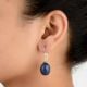 92.5 Sterling Silver Earrings Designer Oval Lapis Lazuli Hook Earrings
