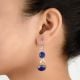 92.5 Sterling Silver Earrings Lapis Lazuli Stone Dangle Earrings