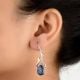 92.5 Sterling Silver Earrings Tear Drop Lapis Lazuli Wired Hook Earrings