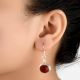 Sterling Silver Earrings Casual Wear Red Carnelien Fish Hook Earrings