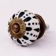 White & Black Ceramic Floral Knob