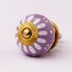Purple & White Ceramic Floral Knob