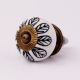 Black & White Ceramic Leaves Floral Knob