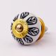 Black & White Ceramic Leaves Floral Knob