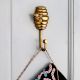 Modern Bee Honeycomb Aluminum Hook In Golden Finish