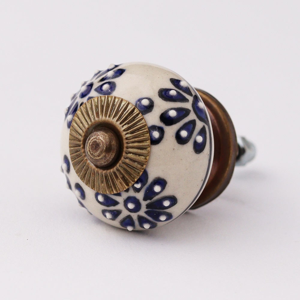 Navy Blue Flower Drawer Knob