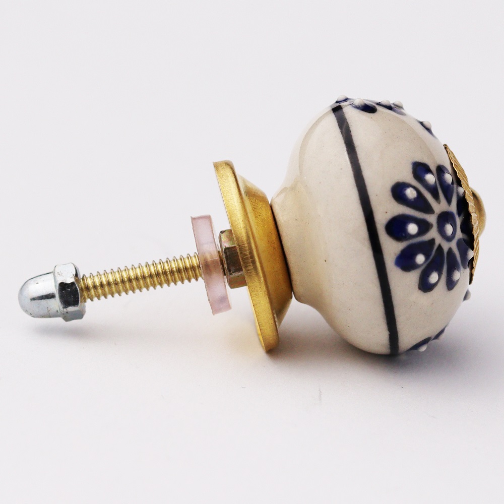 Navy Blue Flower Drawer Knob