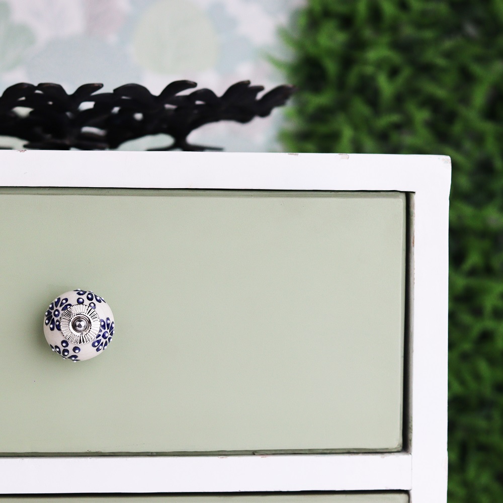 Navy Blue Flower Drawer Knob