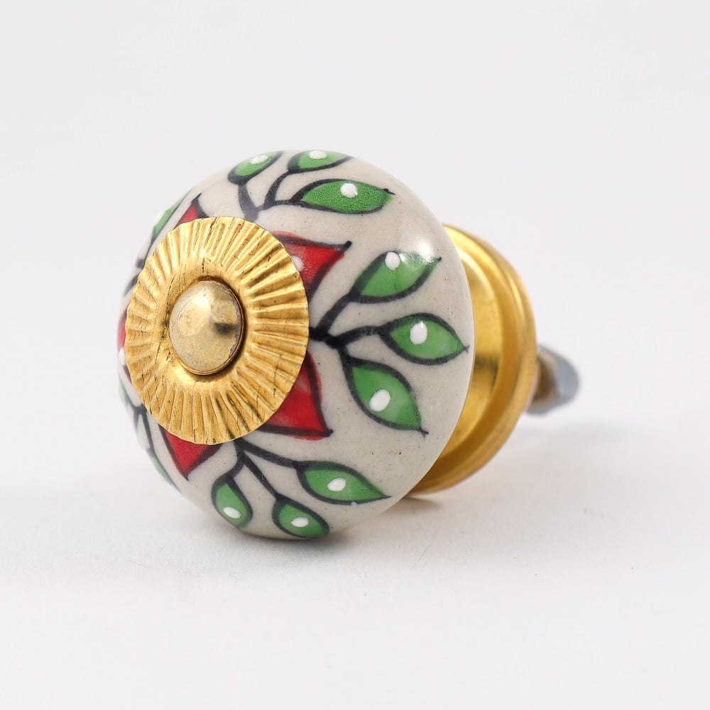 Red Poinsettia Flower Ceramic Drawer Knob Online