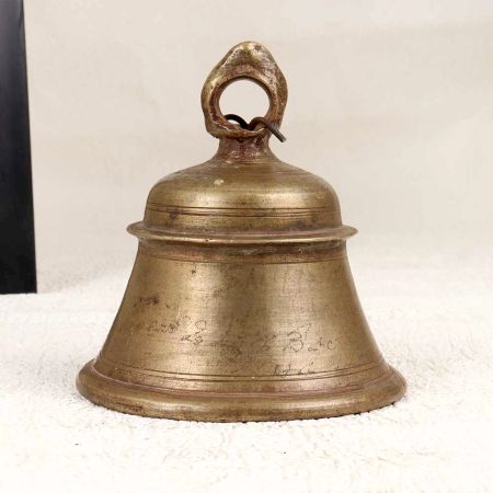 Handcrafted Bell Metal Brown Temple Bell for Prayer Room