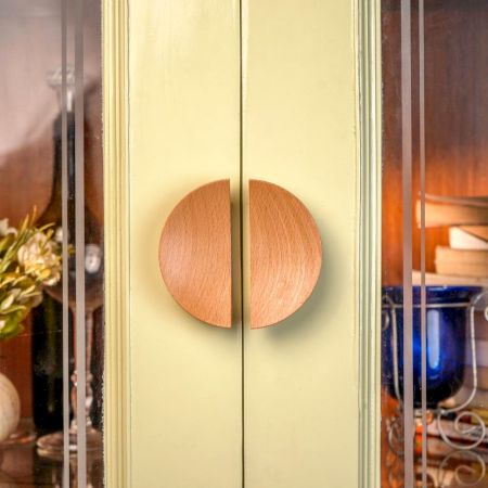 Decorative Natural Wooden Door Handles (Medium Size) Pack of 2 Pieces 4 Inches