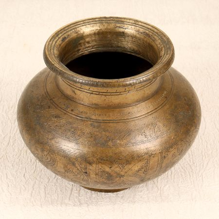 Carved Handmade Brass Holy Water Pot for Auspicious Occasions