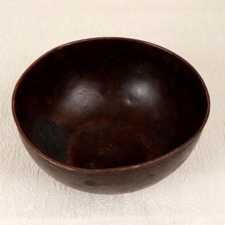 Brown Engraved Copper Bowl from Peshawar for Decoration
