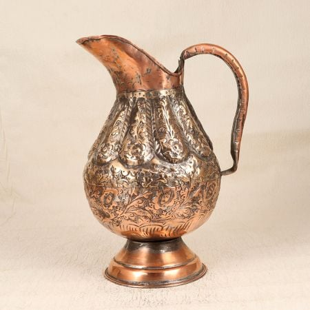 Vintage Handcrafted Copper Jug with Handle for Flower Decor